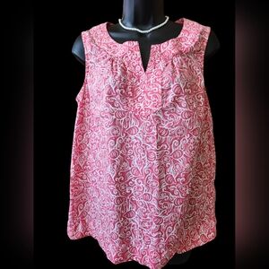 Talbots Red Swirl Sleeveless Cotton Top - S